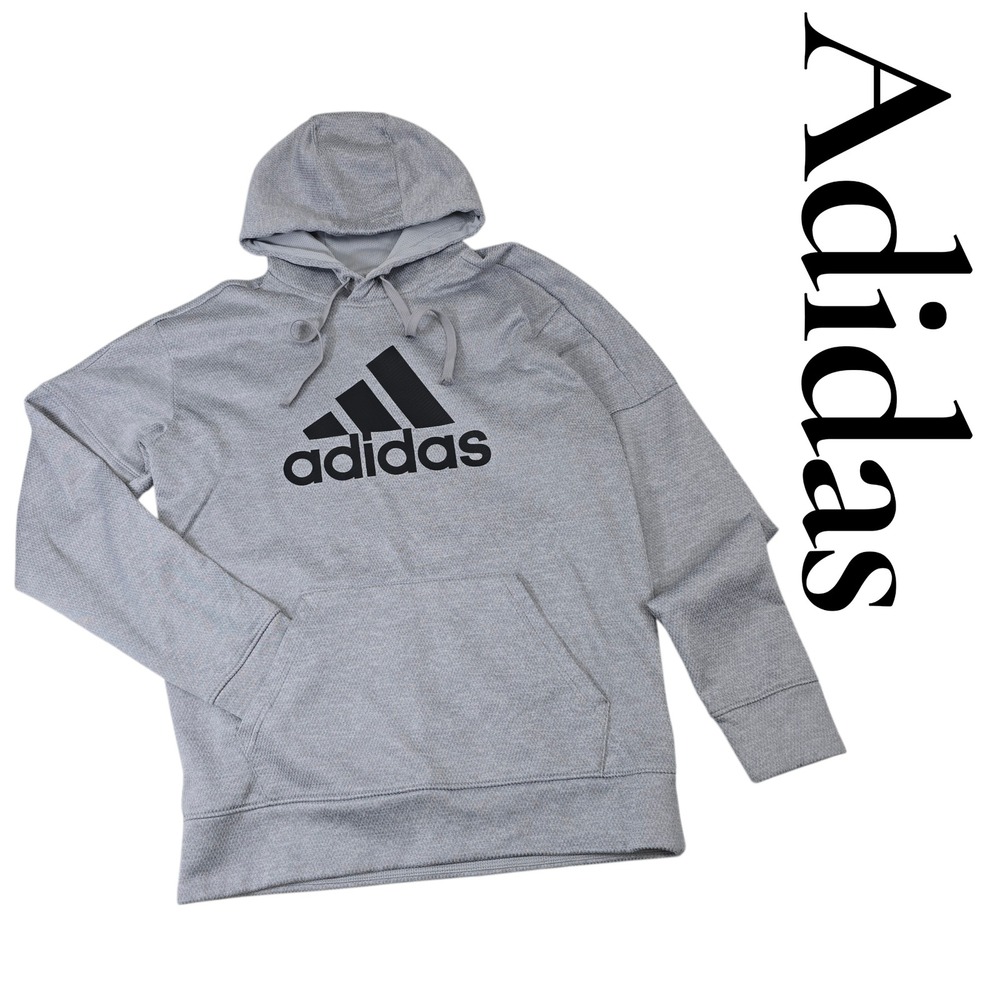 Adidas ClimaWarm Heathered Logo Hoodie‎ Men's Gray Athletic Pullover DH9017